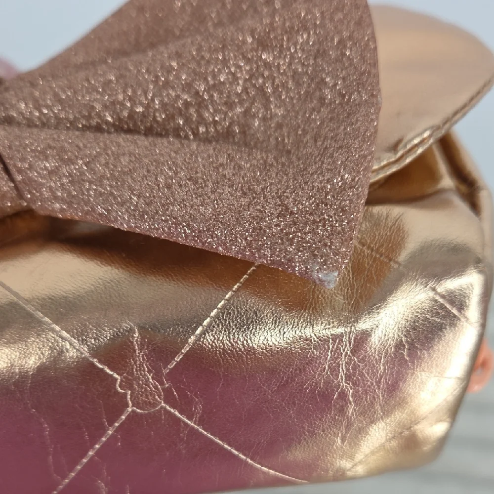Disney Metallic Gold Mouse Ear Pouch with Glitter Bow